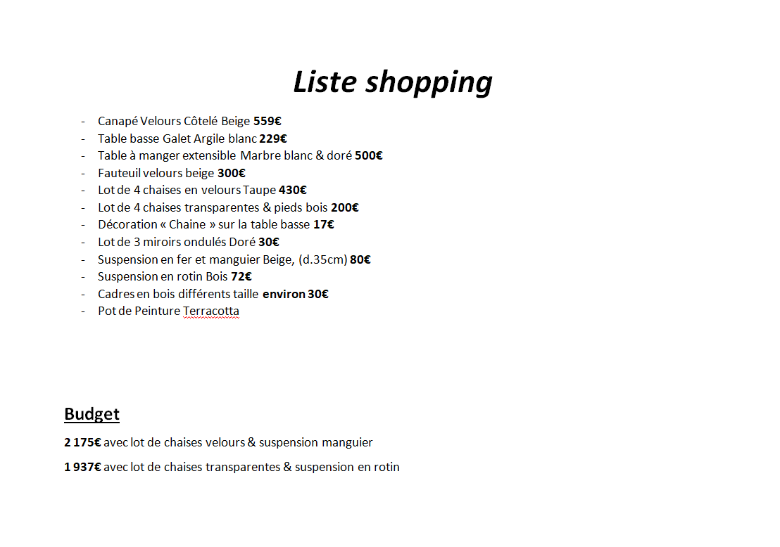 Liste Shopping